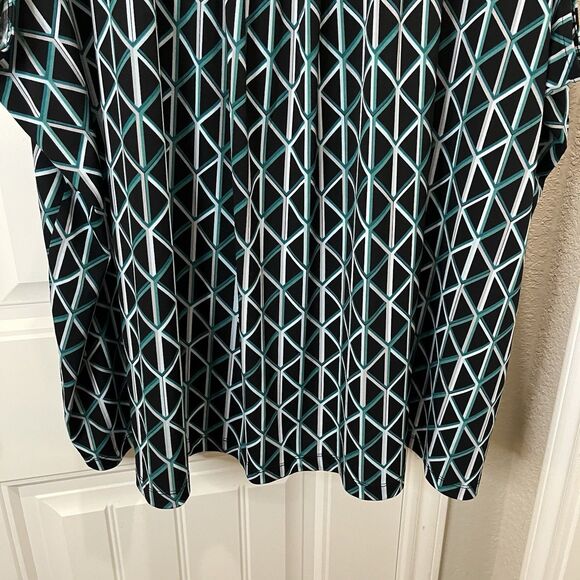 Catherines Teal Green Black Geometric Sleeveless Tank Top Blouse Womens Size 5X - Picture 3 of 9